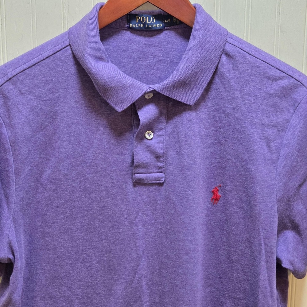 Polo Ralph Lauren Polo Shirt Mens Large Purple Short Sleeve Cotton Knit‎